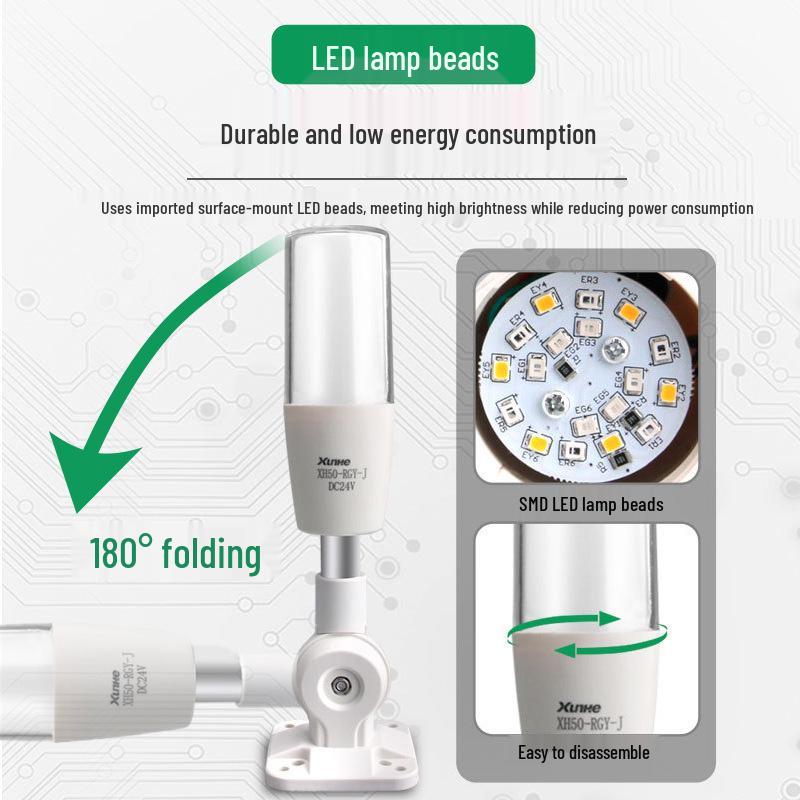 LED Strobe Warning Lamp with Sound & Light, Three-Color Signal for Machine Tools