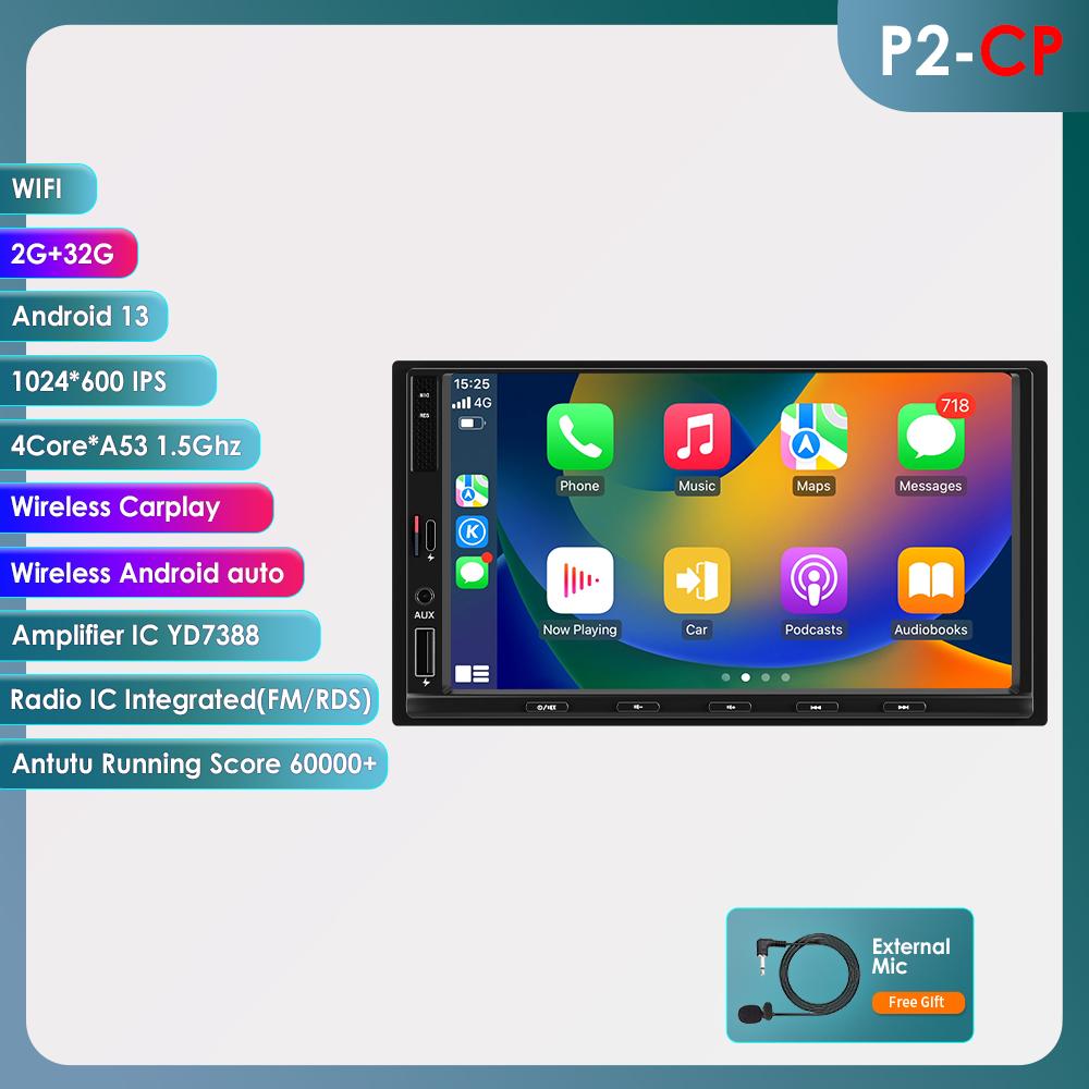 

Hizpo AI Интеллектуальная система для Универсального 7-дюймового автомобильного радио Мультимедийный видеоплеер GPS Carplay Android Auto 4G 2 Din 2din Авторадио BT android радио P2CP 4Core 2G 32G