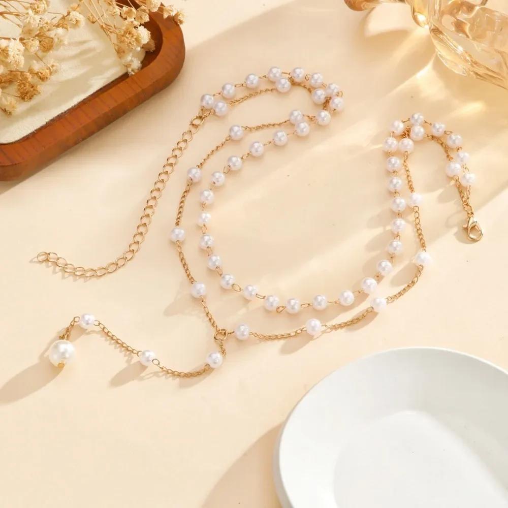 Women's Long Imitation Pearls Necklace with Sexy Tassel - Elegant Simple Pearl Jewelry Accessory