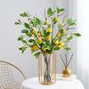 Artificial Lemon Branch Multi Heads Simulated Lemon Decor with Leaves Foam Fruits Wire Stem