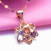 Purple Gold Hollowed-Out Super Flash Flower Plated Rose Gold Trendy Fashion Colored Gold Pendant Necklace