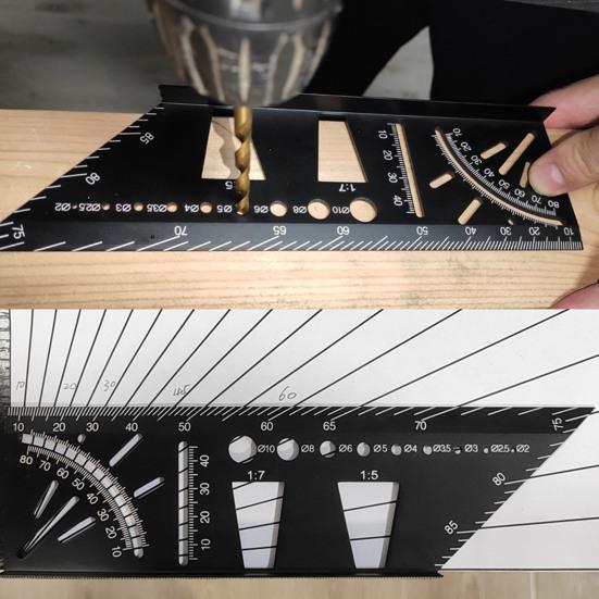 Multifunctional Aluminum Alloy Angle Ruler 45/90 Degrees Angle Measuring Marking Drawing Gauge Carpentry Woodworking Tools