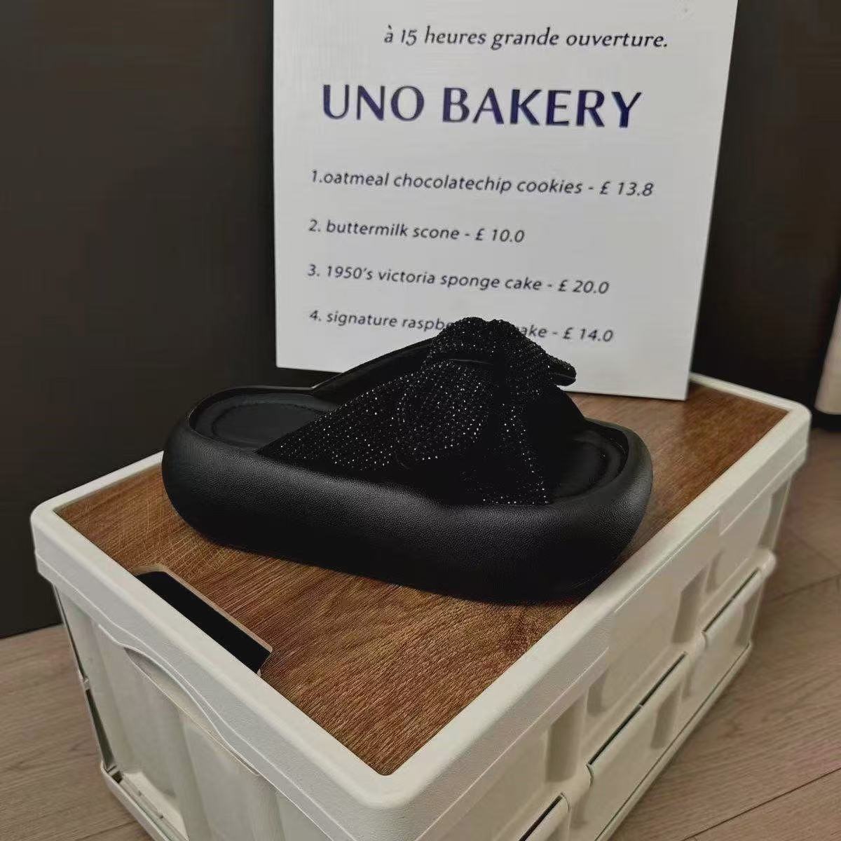 

Thick-bottomed bow word new fashion trend outer wear casual thick-bottomed slippers go out 40 чёрный