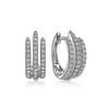 Three Vertical Paved Bar Curved Click Hoop Earrings Women Trendy Bling Ear Jewelry