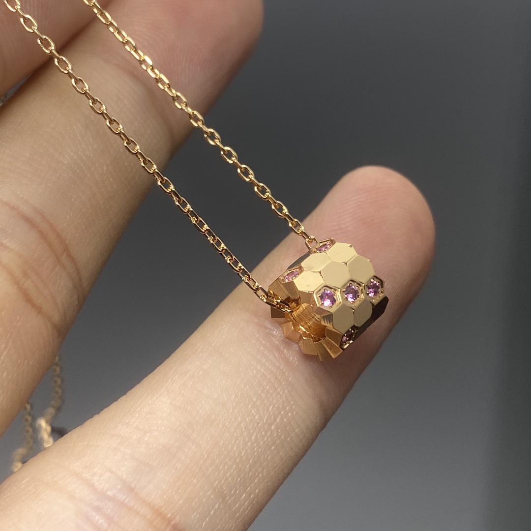Hexagonal Honeycomb Rhinestone Inlaid Clavicle Necklace Pendant - 2025