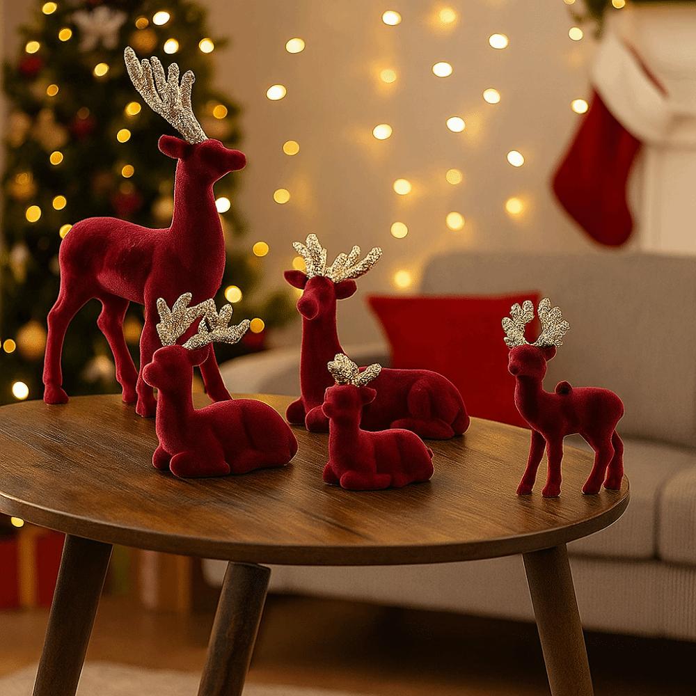Φλοκωτά Χριστουγεννιάτικα Στολίδια Ταράνδου Κόκκινο του Κρασιού Στολίδι Ελαφιού Στολίδια Ελαφιού Επιτραπέζια Διακόσμηση
