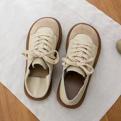 Zapatos JK de Puntera Ancha Zapatillas con Cordones para Mujer Zapatillas Harajuku para Niñas Mules de Cuero Sintético Zapatillas Vulcanizadas Nuevas
