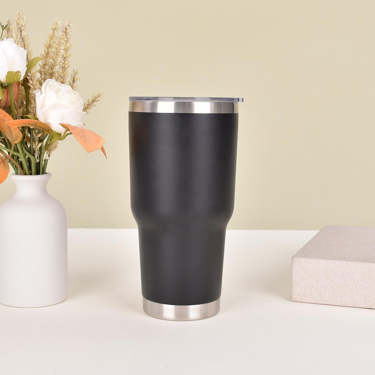 Steel Spray Car Cup Outdoor Portable Big Cap Thermos Cup Big Cap Accompanying Ice Bully Cup Durable Durable Useful 30oz