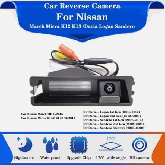 CCD Car Reverse Camera For Nissan March Micra K12 K13 Dacia Number Plate Light