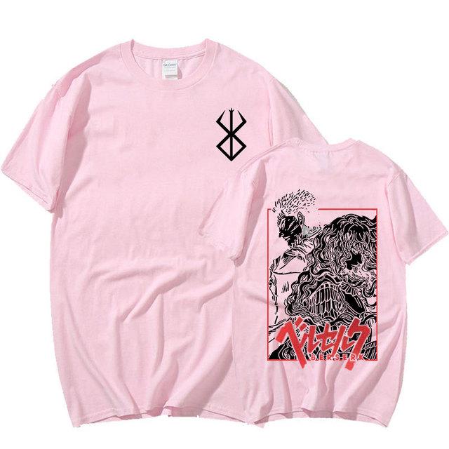 

Аниме Берсерк Манга футболка с рисунком Fight Swordsman Guts Griffith летняя футболка для мужчин и женщин повседневные хлопковые футболки большого размера уличная одежда S розовый