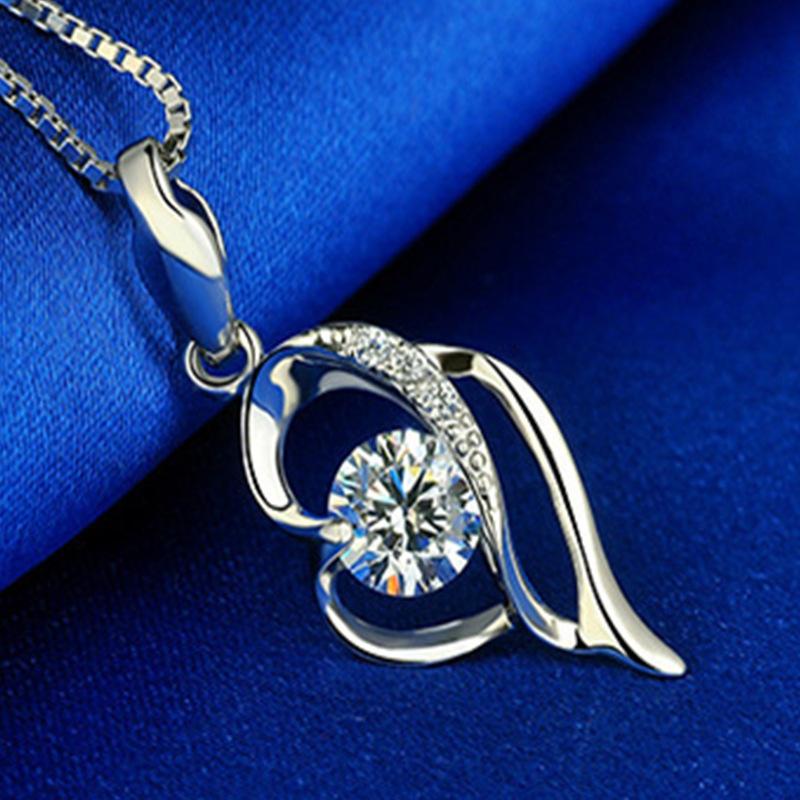 S925 Silver Pendant Love Pendant Constellation Heart-Shaped Silver Necklace Jewelry All-Match Silver Ornament