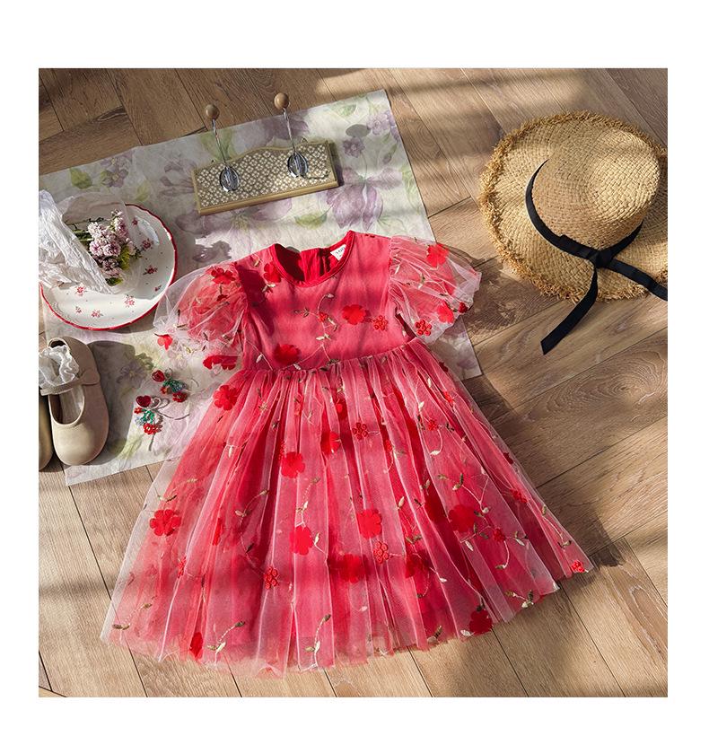 Girl's Short Sleeve Tulle Princess Dress