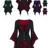 Women's Vintage Skull Head Medieval Gothic Witch Cosplay Costume Dress For Halloween Party