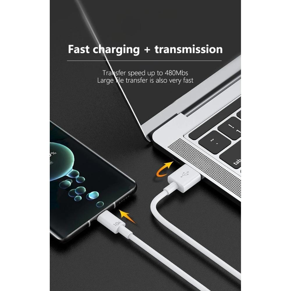 USB Type C Cable 120W 10A Fast Charging Wire Mobile Phone USB For Huawei P30 Xiaomi Realme Samsung Poco X6 USB C Data Cable Cord