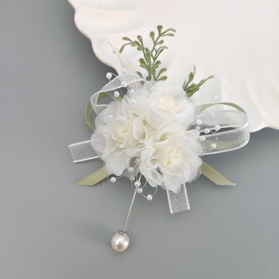 Yousheng Wedding Bracelet Forest Style Breast Flower Faux Peral Tassel Bow Fake Floral Decor Wrist Flower Wedding Party Prom Bridesmaid Bride Corsage