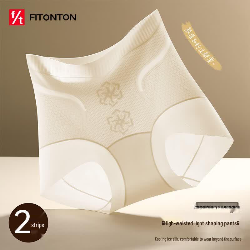 FitonTon Women s High-Waist Seamless Lace Silk Shapewear Panties M