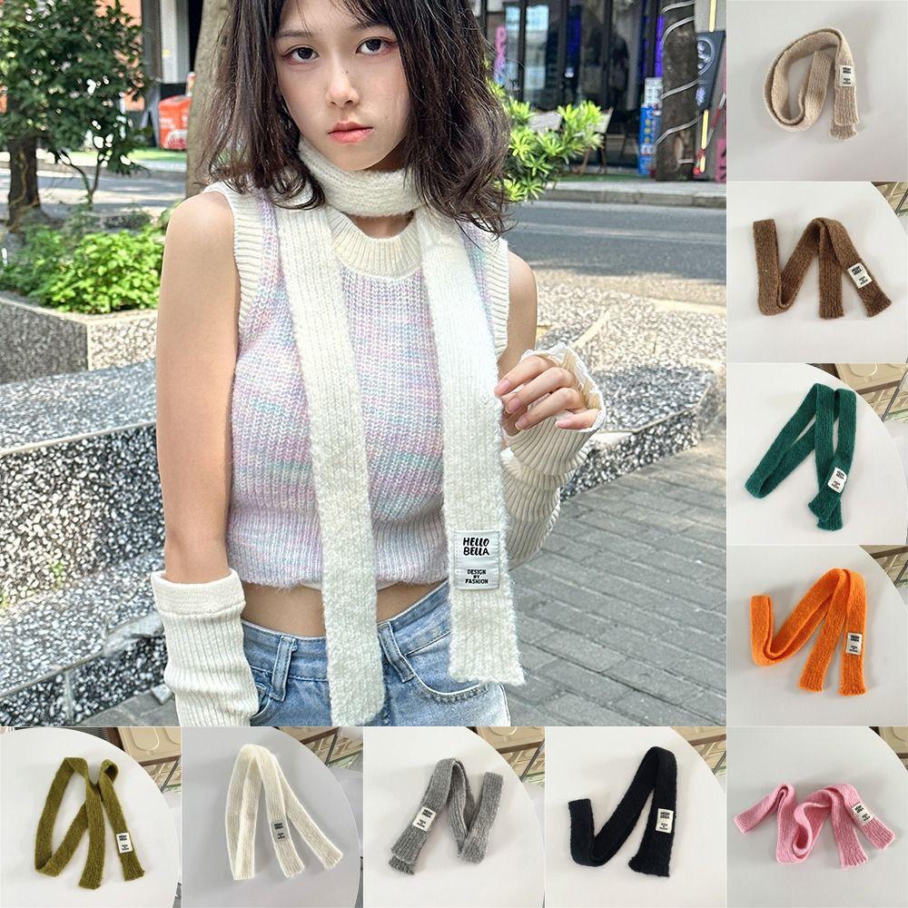 Slim Neck Tie Letter Neckerchief Fashion Y2K Knitted Long Scarves Winter/Autumn