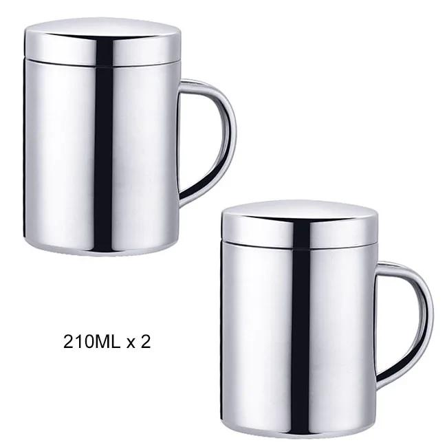 304 Stainless Steel Double Walled Mugs, Metal Coffee & Tea Cup Mug - Insulated Cups with Handles