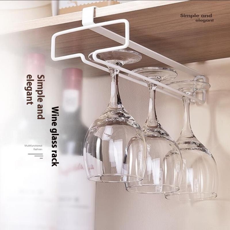 No Drilling Metal Wine Glass Holder - Stemware Rack For Under Cabinet Storage Kitchen Organization Kitchen/Bar Storage Supplies