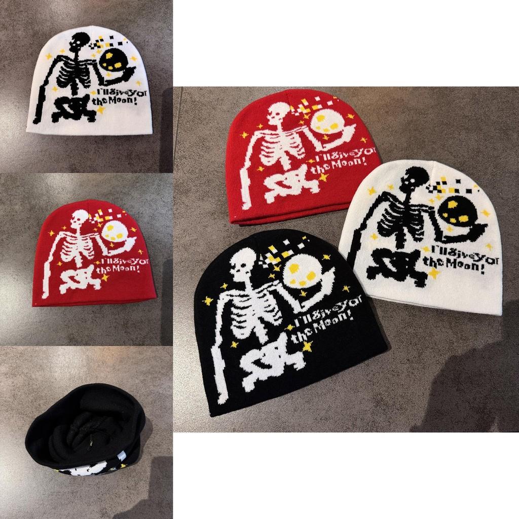 Halloween Skull Knit Hat With No Brim For Fall Winter Cozy Headgear