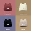 Knitted Cat Ear Letter Beanie Hat For Women Winter Warmth Casual Style