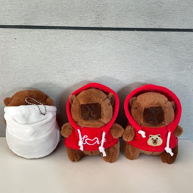 Lovely Hangings Decorations Sweet Plush Hoodies Capybara Keychain Pendant Keyring Decoration Bag Hangings Ornament