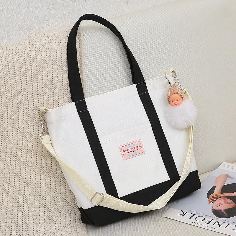 New product tote bag women's shoulder student bag lazy canvas bag large-capacity shopping bag supports customization