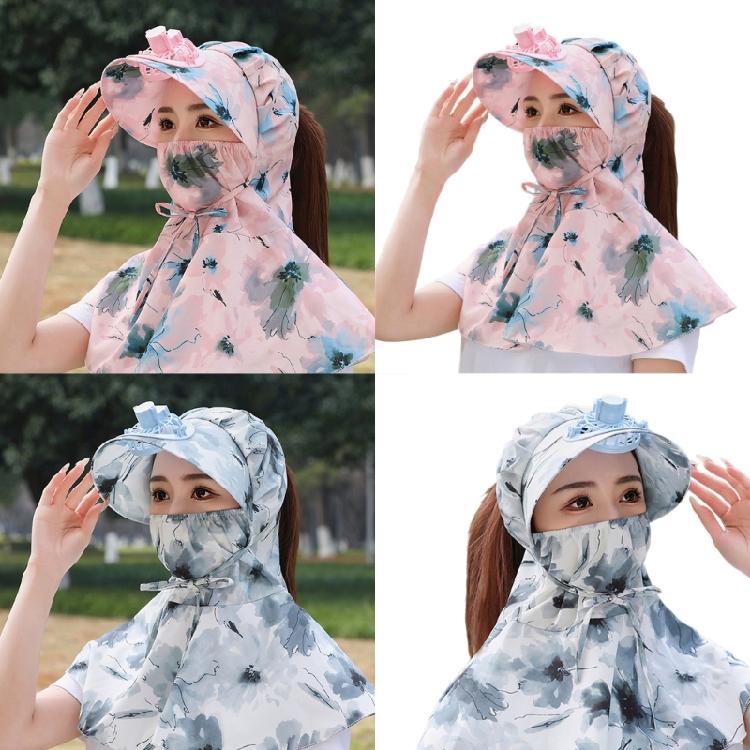 Summer Sun Hat with Fan for Women Girls Neck Flap Adjustable Hat Sunshades