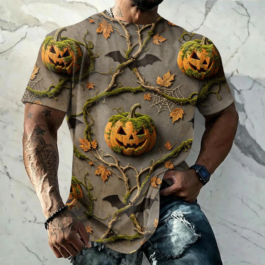 Men's Halloween Vintage Short Sleeve T Shirt Loose Breathable Summer Sports Streetwear Casual Everyday Top Lightweight Comfortable Fit
