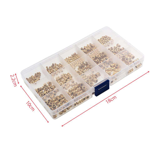 YFFSFDC Knurled Nuts, 330-Piece Set, M2, M3, M4, M5, Brass, Built-in Nuts, Injection Molded Round Insert Nuts