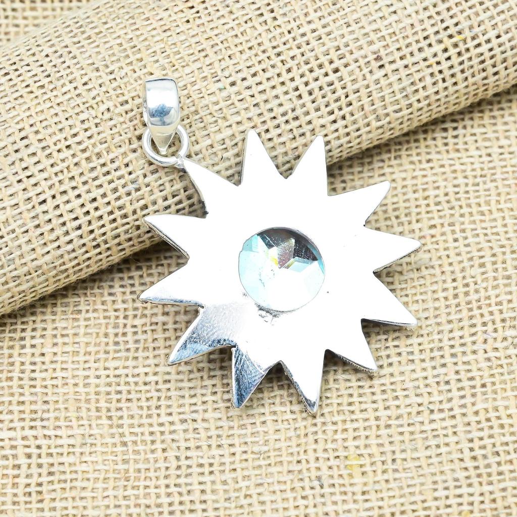Dazzling Mystic Topaz Gemstone 925 Sterling Silver Jewelry Handmade Pendant Gift For Women