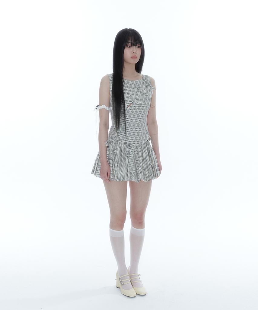 Kasiko Fairy Ribbon Bubble Skirt Checked