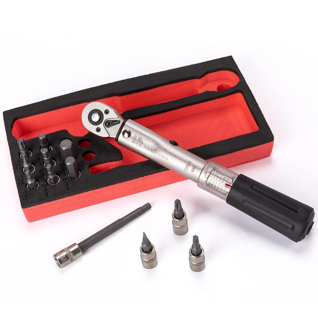 Sada nářadí pro jízdní kola BIKE HAND, 21dílná sada momentových klíčů kompatibilní se sadou nářadí pro údržbu a opravy Shimano (YC-799A)