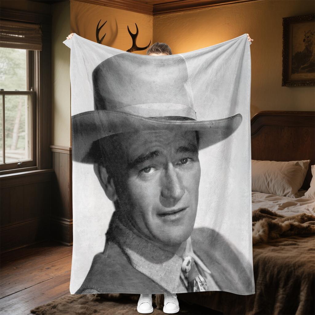 1pc John Wayne Retro Black and White Poster blanket, al season lightweigh Poster blanket home office outdoor nap multifunc Poster blanketional blanket