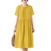 ZANZEA Women Casual Round Neck Solid Color Summer Short Sleeve Dress