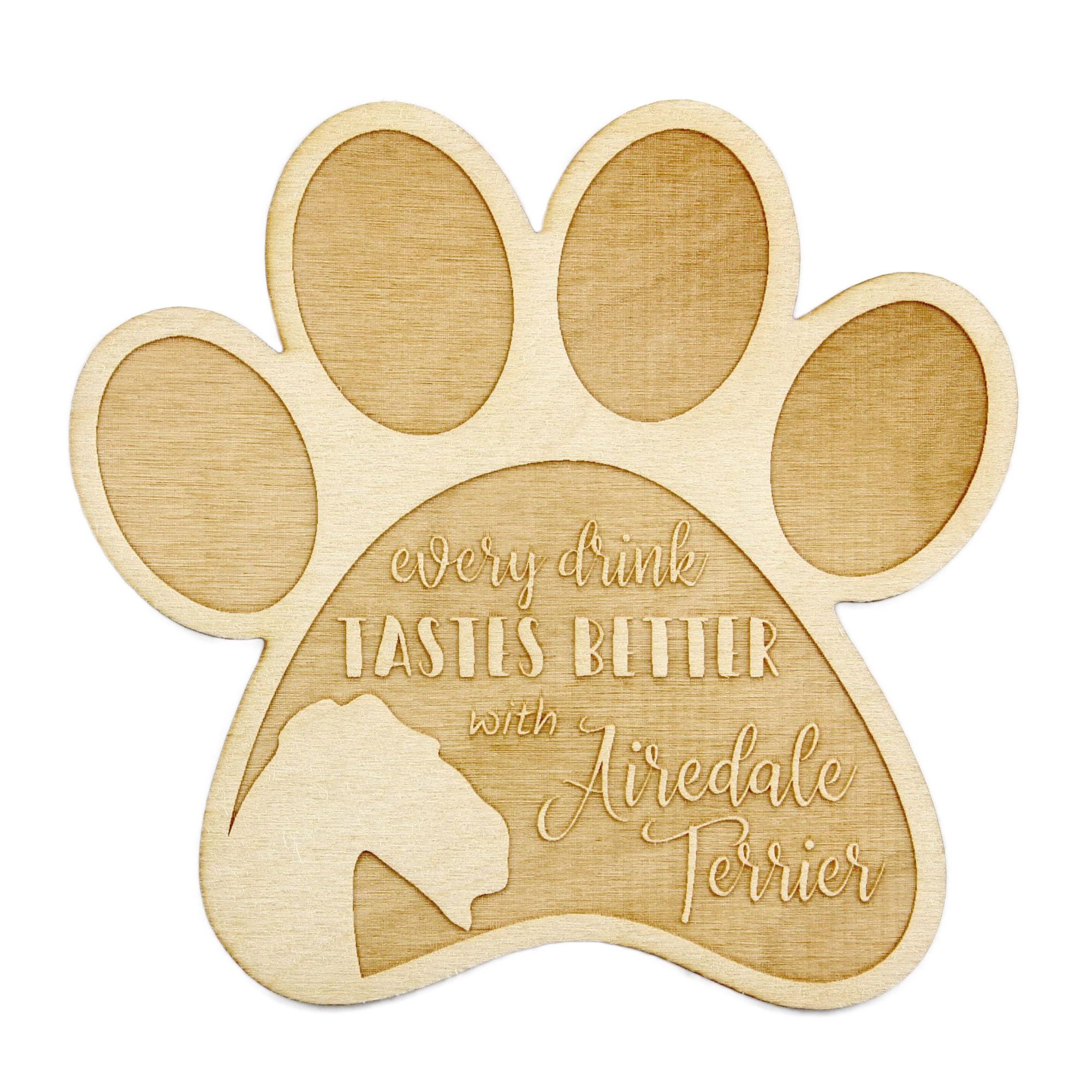 

Airedale Terrier, Bingley Terrier - Mug coaster, engraved coaster with dog, gift for dog lover by Art-Dog brand