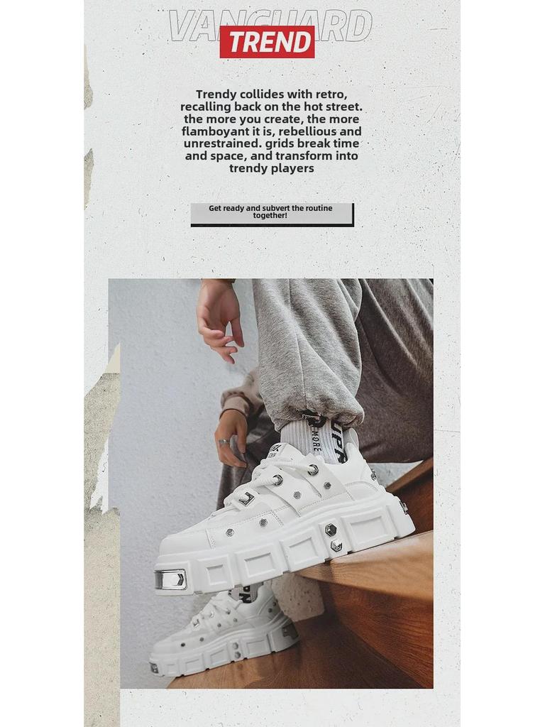 Daddy Shoes SS2024: Men's Thick Sole, Low-Top Casual Rivet Shoes - Korean Style