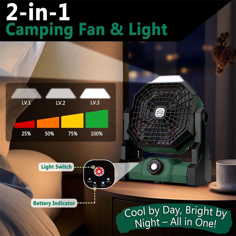 Portable Fan Rechargeable, Cordless Battery Powered Fan with LED Lantern, Outdoor Table Fan,USB Battery Operated Fans for Travel