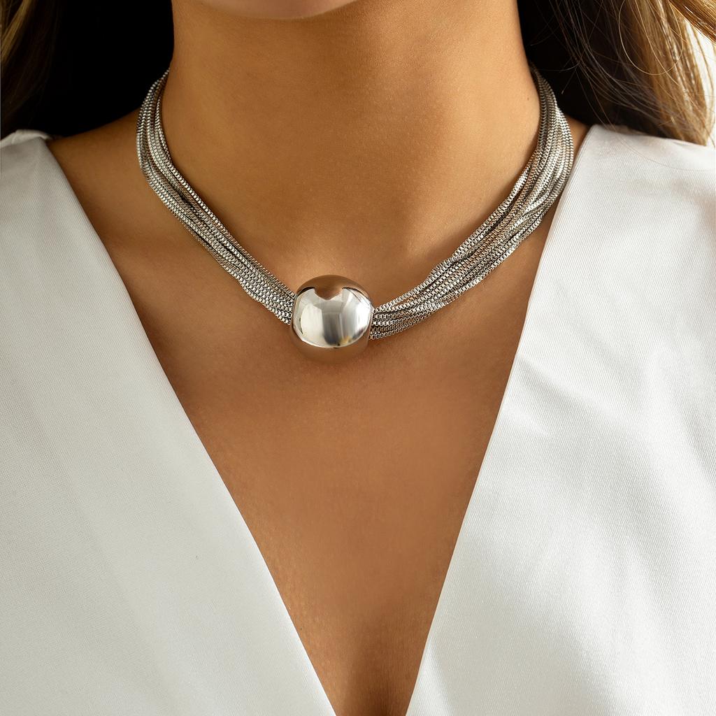 Thick Chains with Big Ball Short Choker Necklace for Women Trendy Chunky Collar on Neck 2026 Fashion Jewelry Accessories Female