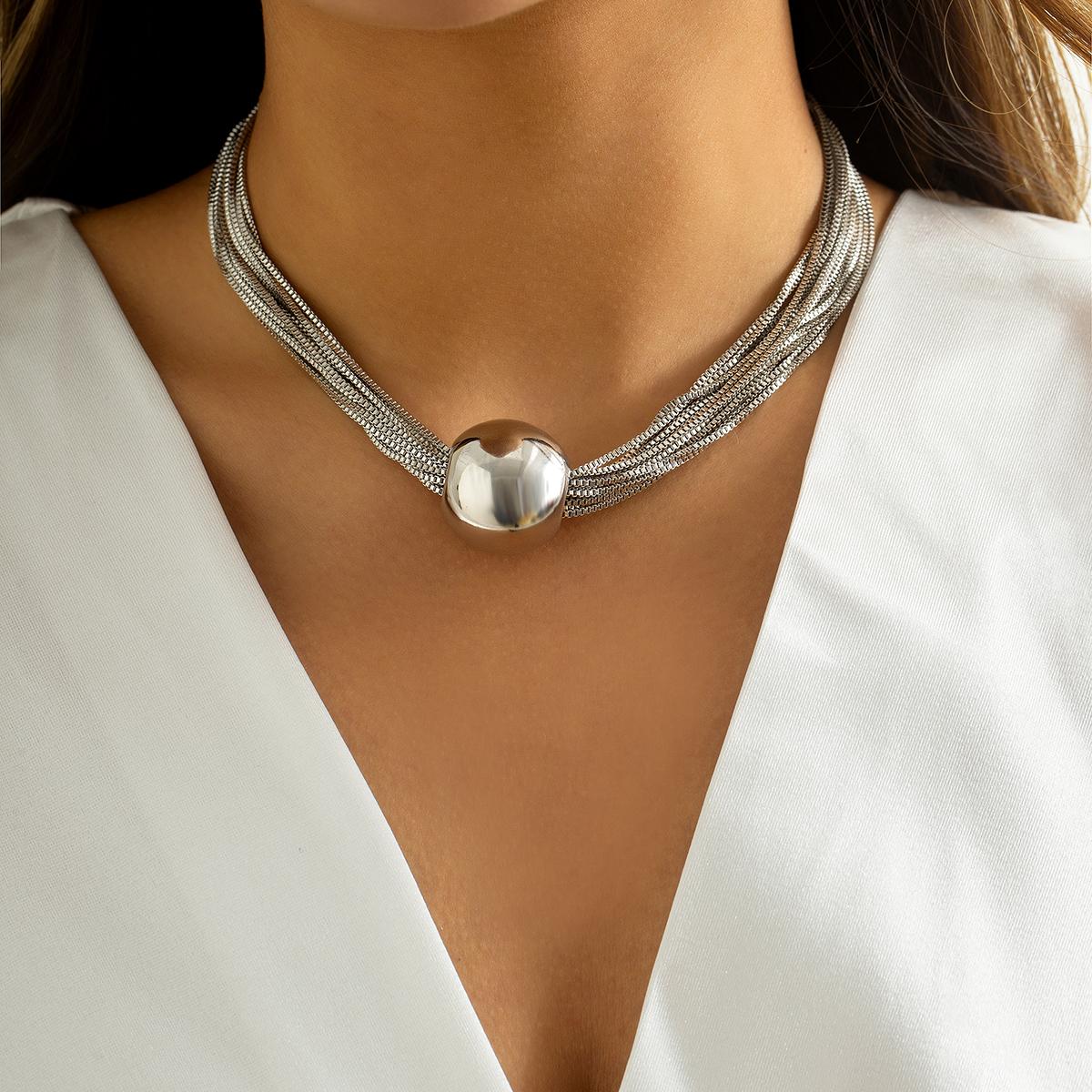 

Thick Chains with Big Ball Short Choker Necklace for Women Trendy Chunky Collar on Neck 2026 Fashion Jewelry Accessories Female