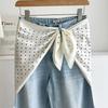 Triangular Shape Polka Dot Head Scarf Elegent Jeans Waist Belt Imitation Silk Scarf  Festival