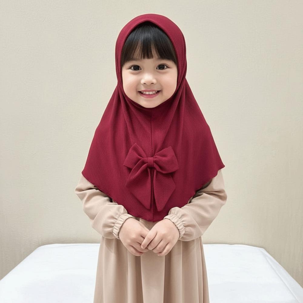 Pre-Stitched Design Kids Instant Hijab Breathable Ethnic Style Turban Traveling Abroad Essentials
