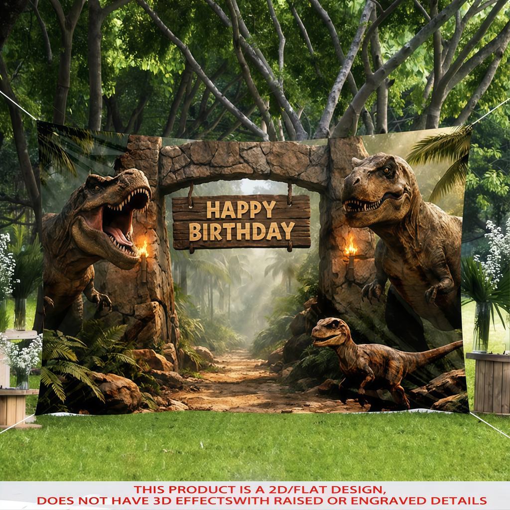 1pc Striscione Sfondo Compleanno Dinosauro adatto per Celebrazioni di Compleanno Tavolo Torta Decorazioni Feste a Tema Anniversari
