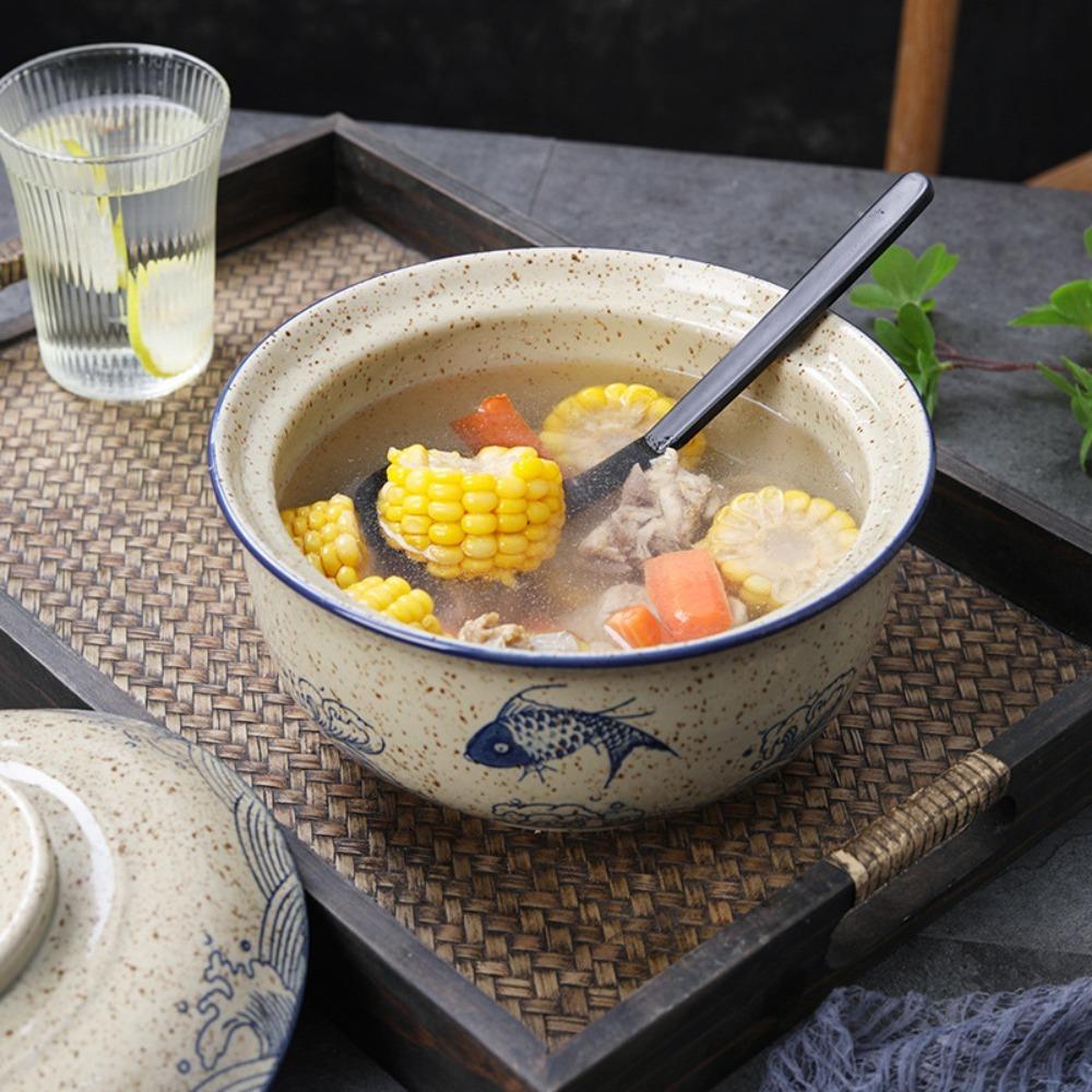 With Lid Japanese Style Ceramic Ramen Bowl 750 Ml Instant Noodle Bowl Household Soup Bowls  Home
