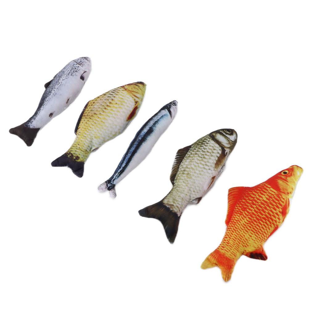 Cat Toy Fish Set Plush Simulation Fish with Catnip for Biting Chewing and Kicking