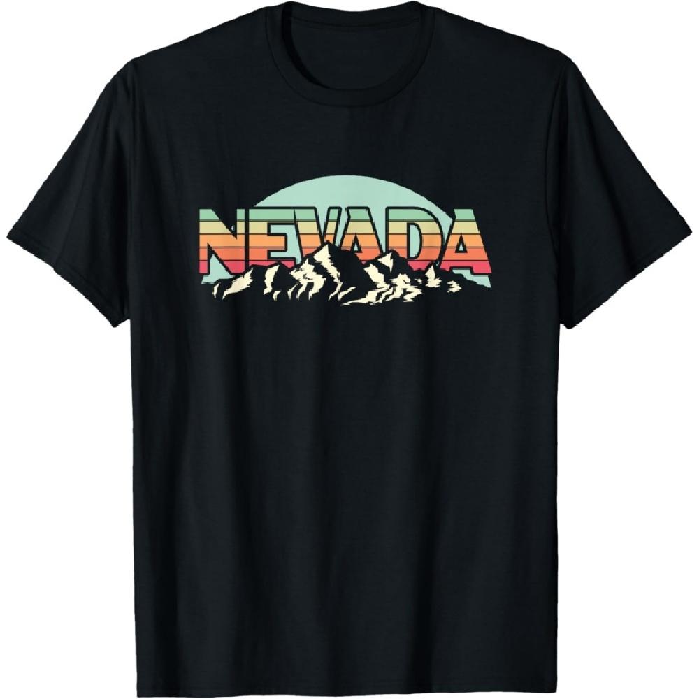 

American State Nevada - Vintage Mountain Nature Hiking T-Shirt S
