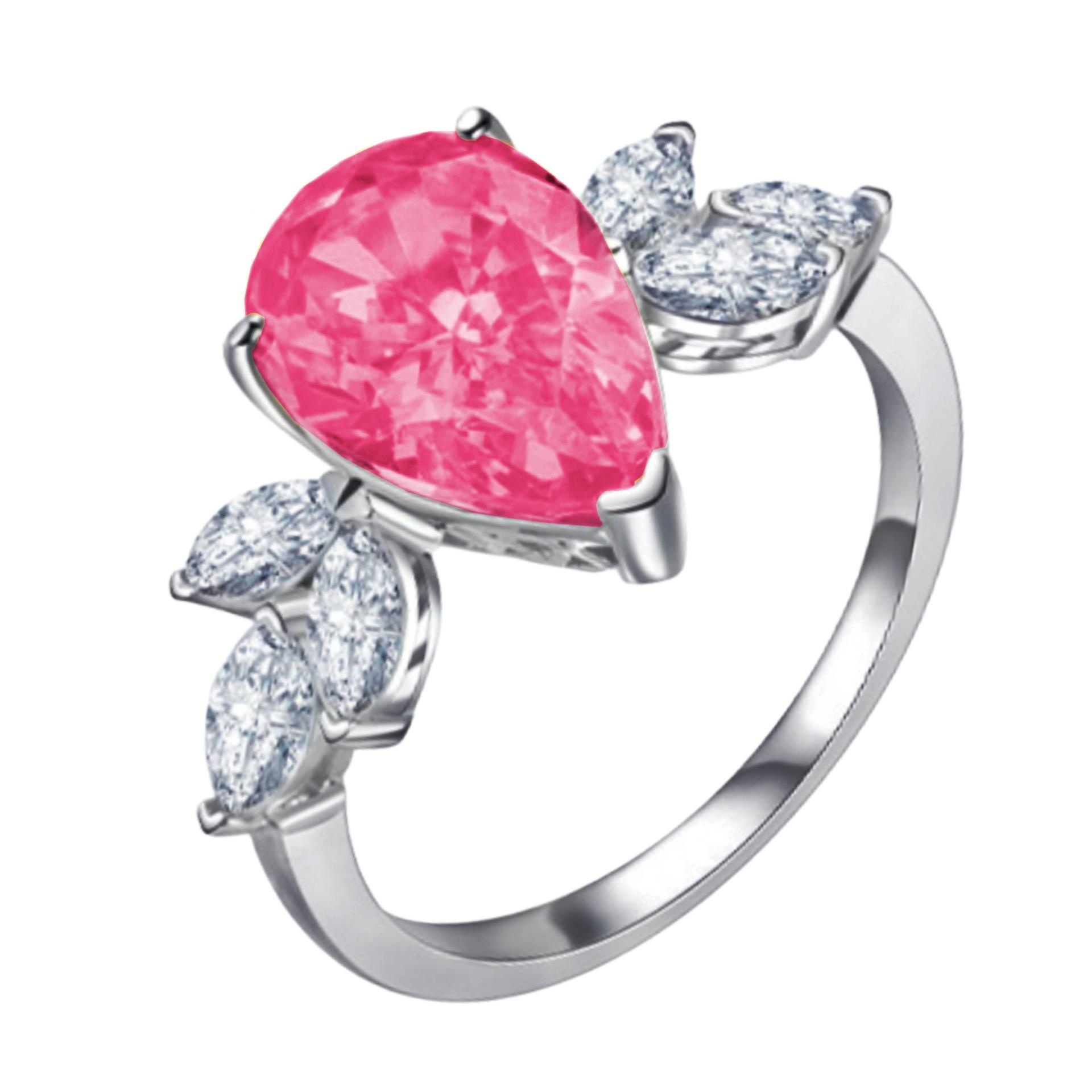 

Открытые кольца драгоценного цвета с бриллиантами в форме ледяного цветка в форме груши