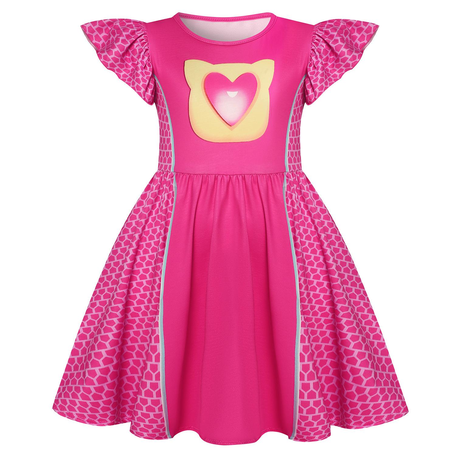

Children, Super Kitties Dress Girls Flying Sleeve A-line Dress 140 рожевий червоний колір