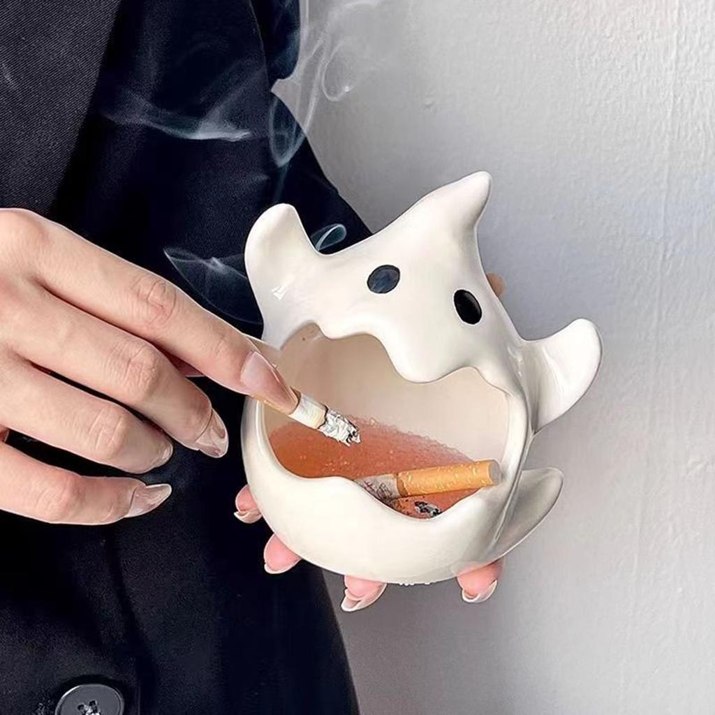 Ceramic Ghost Candle Holder Ashtray Desktop Aromatherapy Candle Container Halloween Christmas Gift Practical Home Decoration New