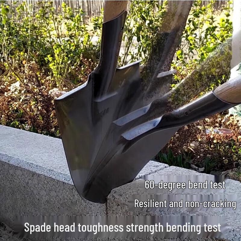 Hua Teng Large Thickened Square Head Digging Shovel with Solid Wood Handle